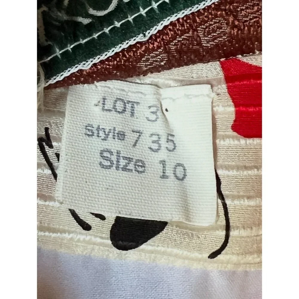 Digna Yero Sakowitz Womens Dress Size 10 Red Blk Wht Puff Sleeves & Draped Yoke - Picture 12 of 16